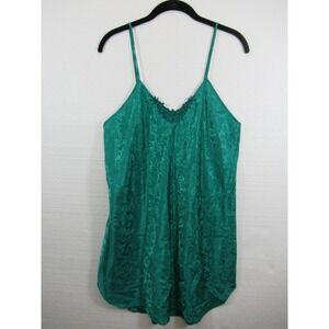 Vintage 90s Intimate Affair Satin Chemise Nightgown Women Medium Green